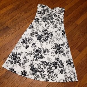 Black and White Strapless Dress